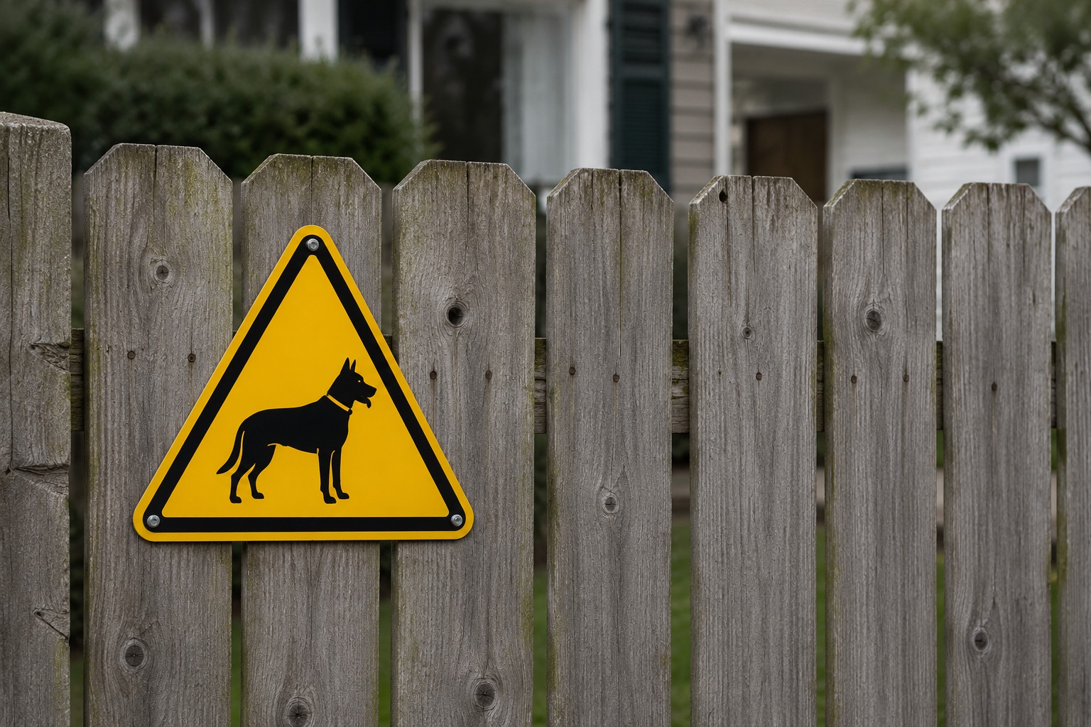 A ‘Beware of Dog’ warning sign posted on a Michigan property