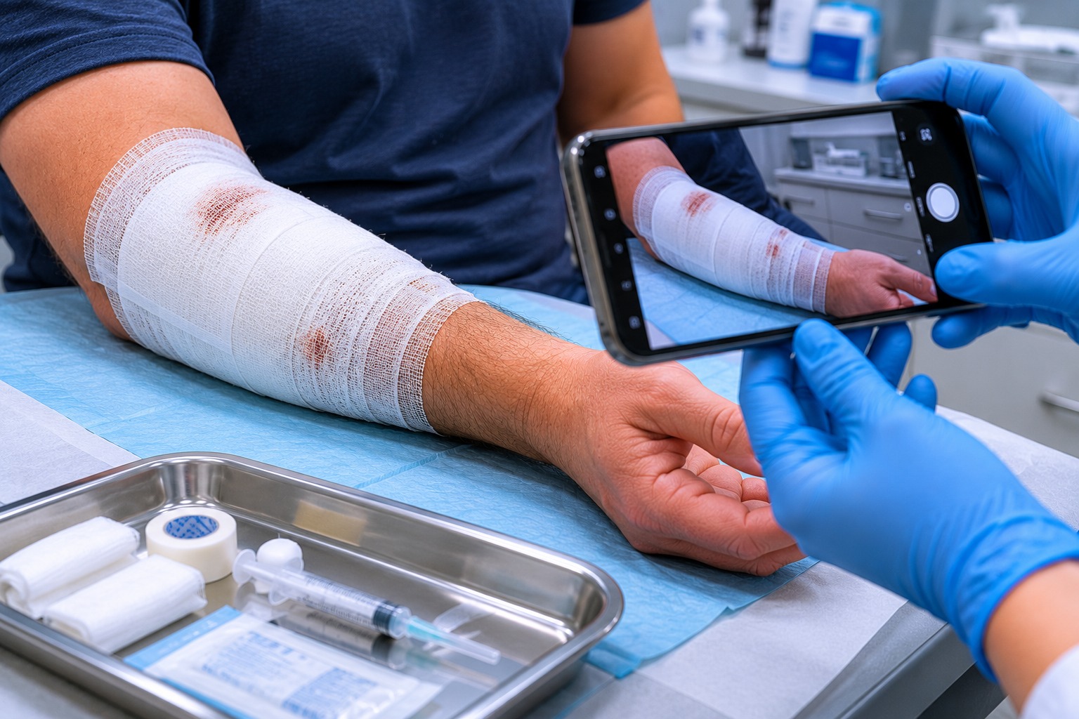 Photographing a dog bite injury to document evidence for a claim
