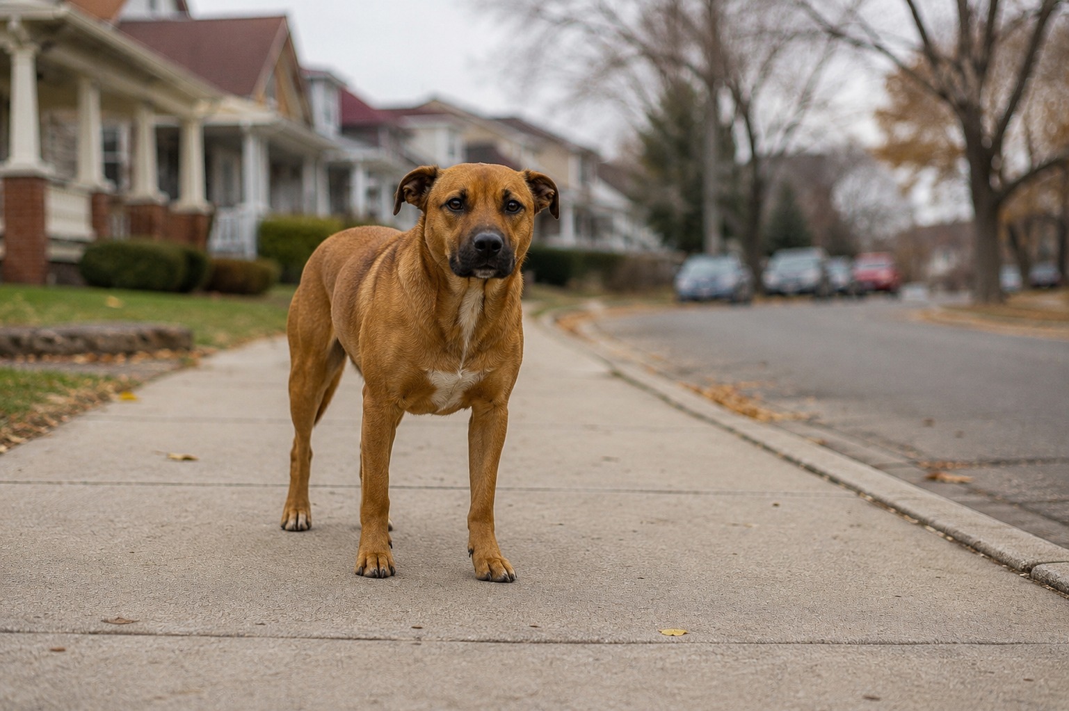 An unleashed dog loose in a Michigan neighborhood